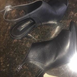 WHBM black open toed shooties. Size 8.5.